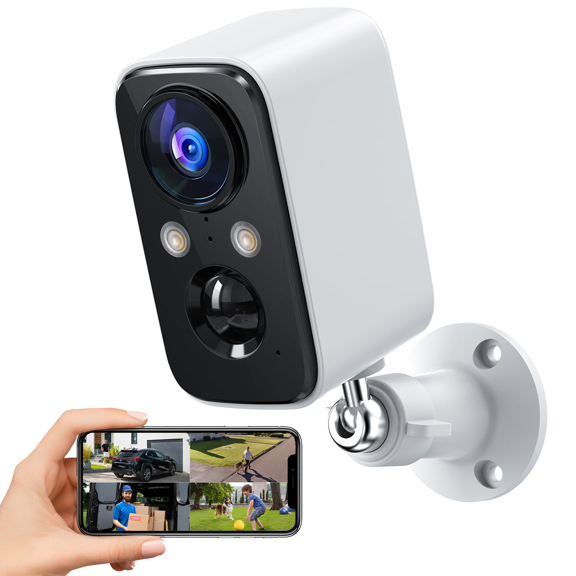 GMOX 2K Wireless Outdoor Security Camera with Spotlight, Waterproof PIR Detection 2.4Ghz Wi-Fi