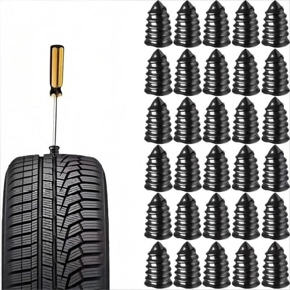 60-Piece Vacuum Tire Repair Rubber Nails, Universal Puncture Plug Kit with Screwdriver for Cars & Trucks