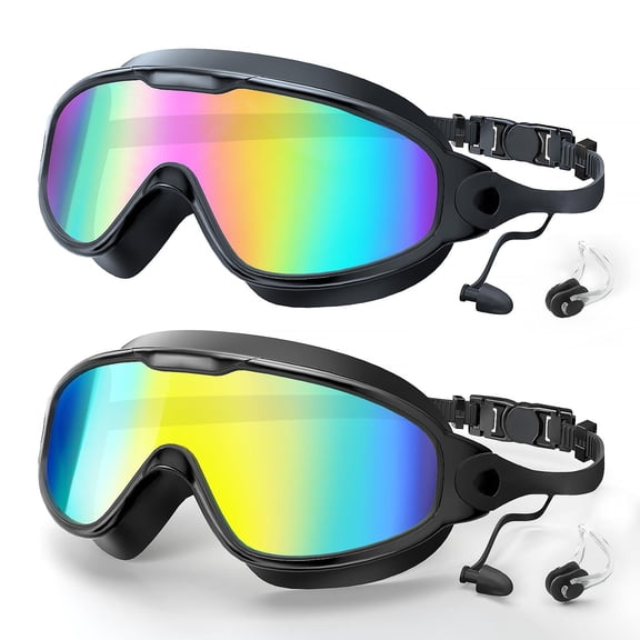 GMOX Adult Swim Goggles 2 Pack, Anti-Fog 180 ° Wide View UV Protection Pool Swimming Goggles