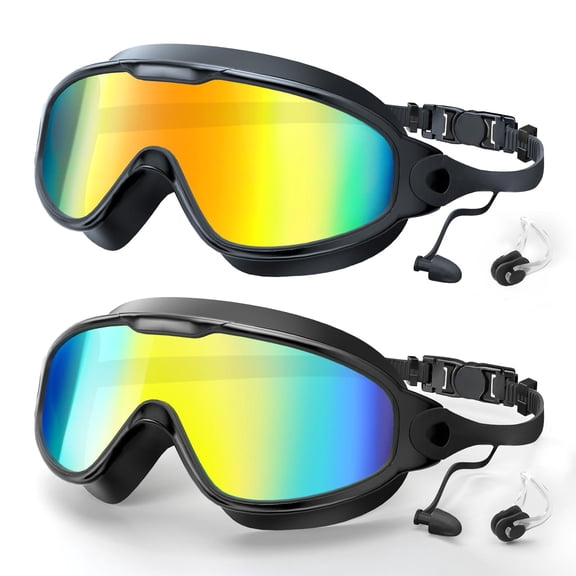 GMOX Adult Swim Goggles 2 Pack, Anti-Fog 180 ° Wide View UV Protection Pool Swimming Goggles