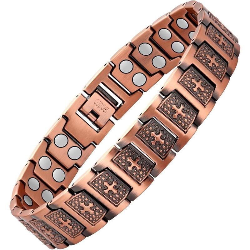 GMOX Men's Copper Bracelet,3X Strength 99.99% Pure Copper Magnetic Bracelets,Adjustable Length