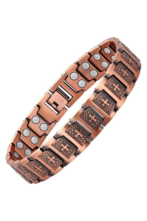 Men's Copper Bracelet,3X Strength 99.99% Pure Copper Magnetic Bracelets,Adjustable Length