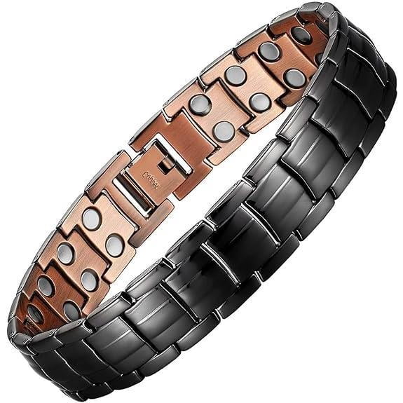 GMOX Men's Copper Bracelet,3X Strength 99.99% Pure Copper Magnetic Bracelets,Adjustable Length
