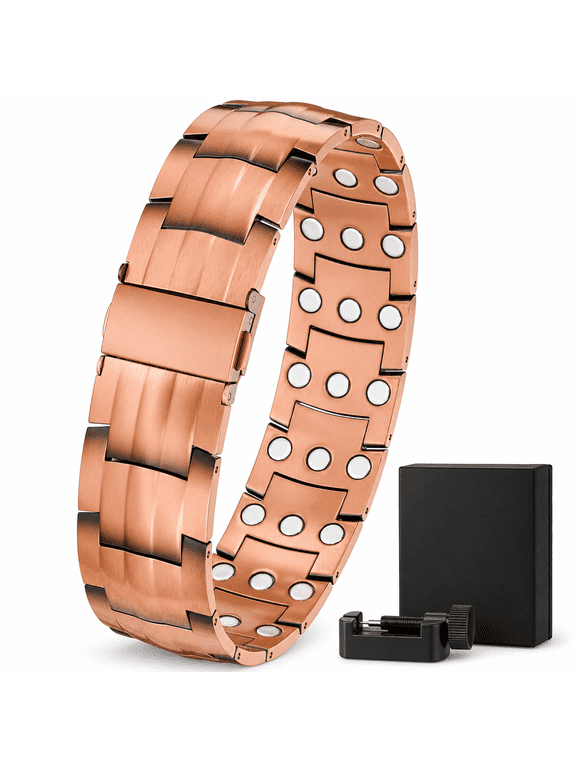 Men's Copper Bracelet Adjustable Cuff, 2 Style Options