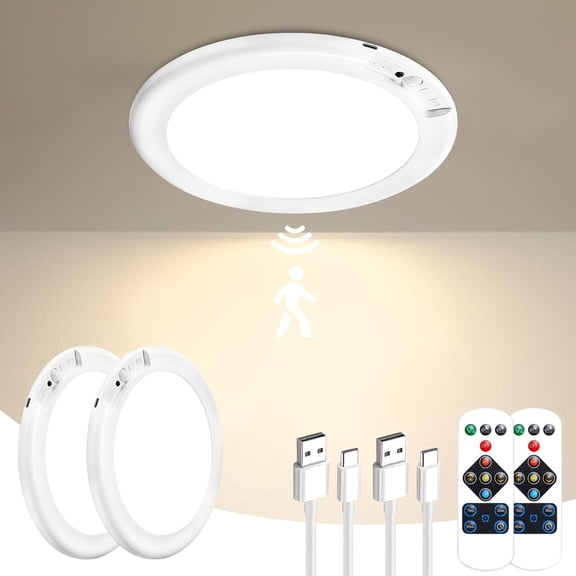 GMOX Rechargeable Motion Sensor LED Ceiling Light, Wireless Dimmable Closet Light with Remote