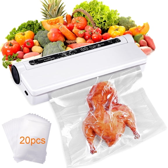 GMOX Vacuum Sealer Machine for Food, 75KPA Strong Suction Multi-Functional Food Sealer with 20 Food Vacuum Bags