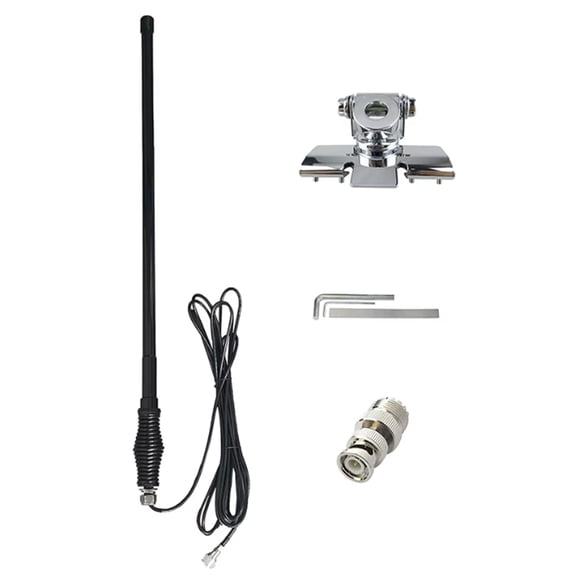 VHF UHF Antenna PL259 BNC Ham Talkie Walkie Two Way UV Radio Antenna Bonnet Bracket with 5meter Cable for Truck Car