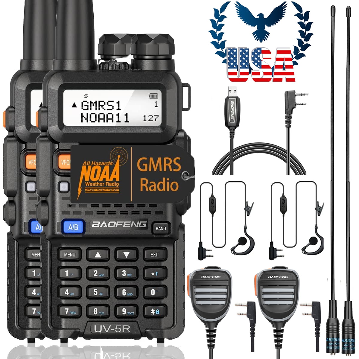 GMRS Radio UV5R Radio Two Way Radio,GMRS Repeater Capable with NOAA
