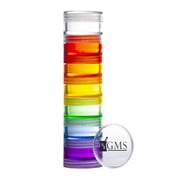 GMS 7 Day Round Stackable Tritan Plastic Pill Case with Two Lids and Seven Adhesive Labels Extra Small - Rainbow
