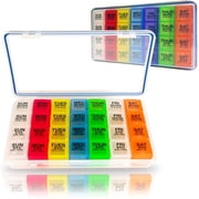 GMS Gasketed 7-Day 4-Times-a-Day Pill Organizer for Vitamins, Pills, and Supplements - BPA-Free & Waterproof with Daily, Removable, Multi-Colored Tablet Boxes