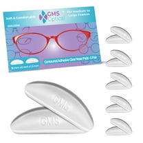 GMS Optical 1.3mm Ultra-Thin / 18mm Long Length - Anti-Slip Adhesive Contoured Silicone Eyeglass Nose Pads with Super Sticky Backing for Glasses, Sunglasses, and Eye Wear (5 Pair)(Clear)
