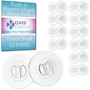 GMS Optical Push-In Round Silicone Nose Pads   11mm Extra Small Diameter   Soft Anti-Slip Eyeglass Nose Pads for Glasses & Sunglasses 10 Pair, Clear