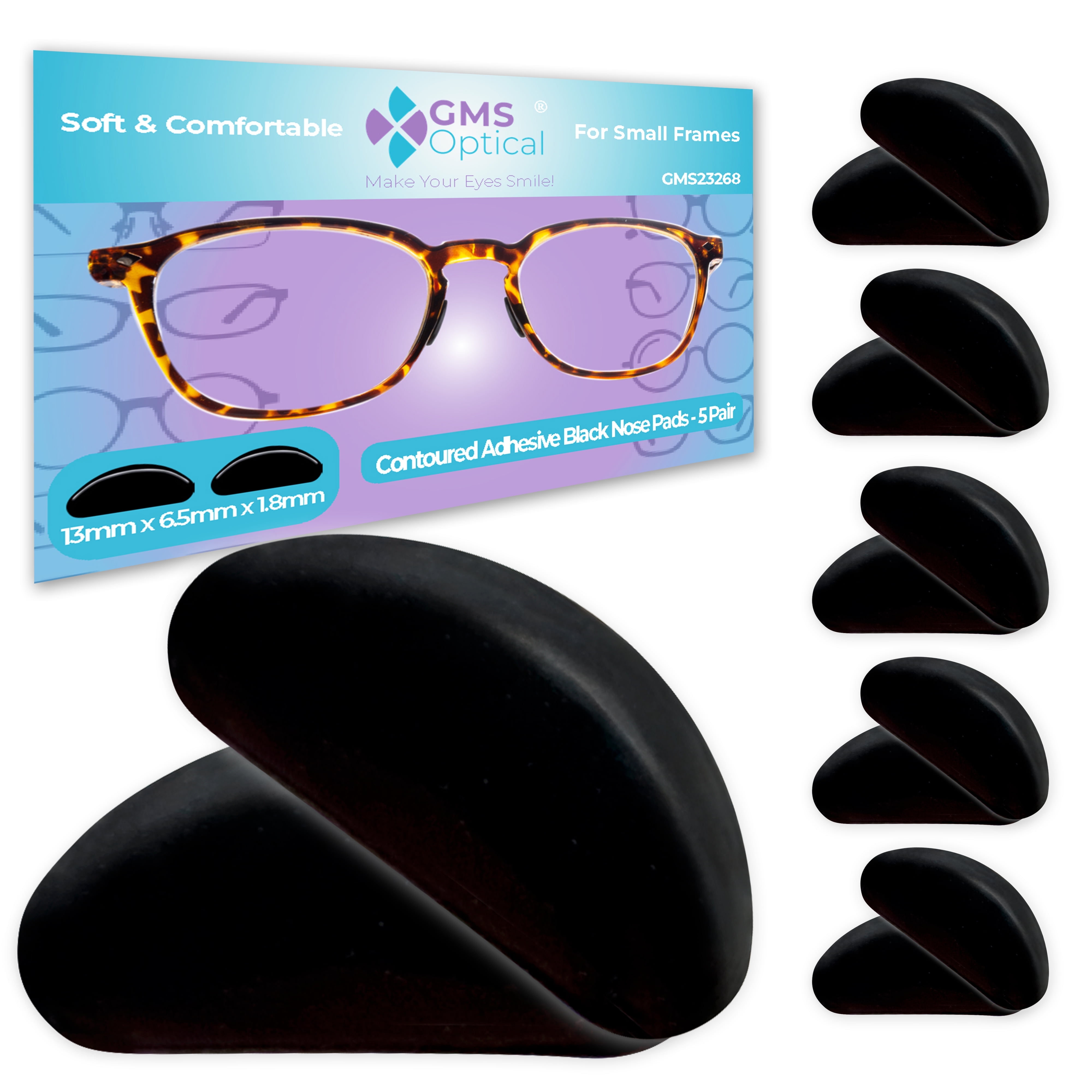 GMS Optical Contoured Adhesive Silicone Nose Pads for Glasses – 13mm ...
