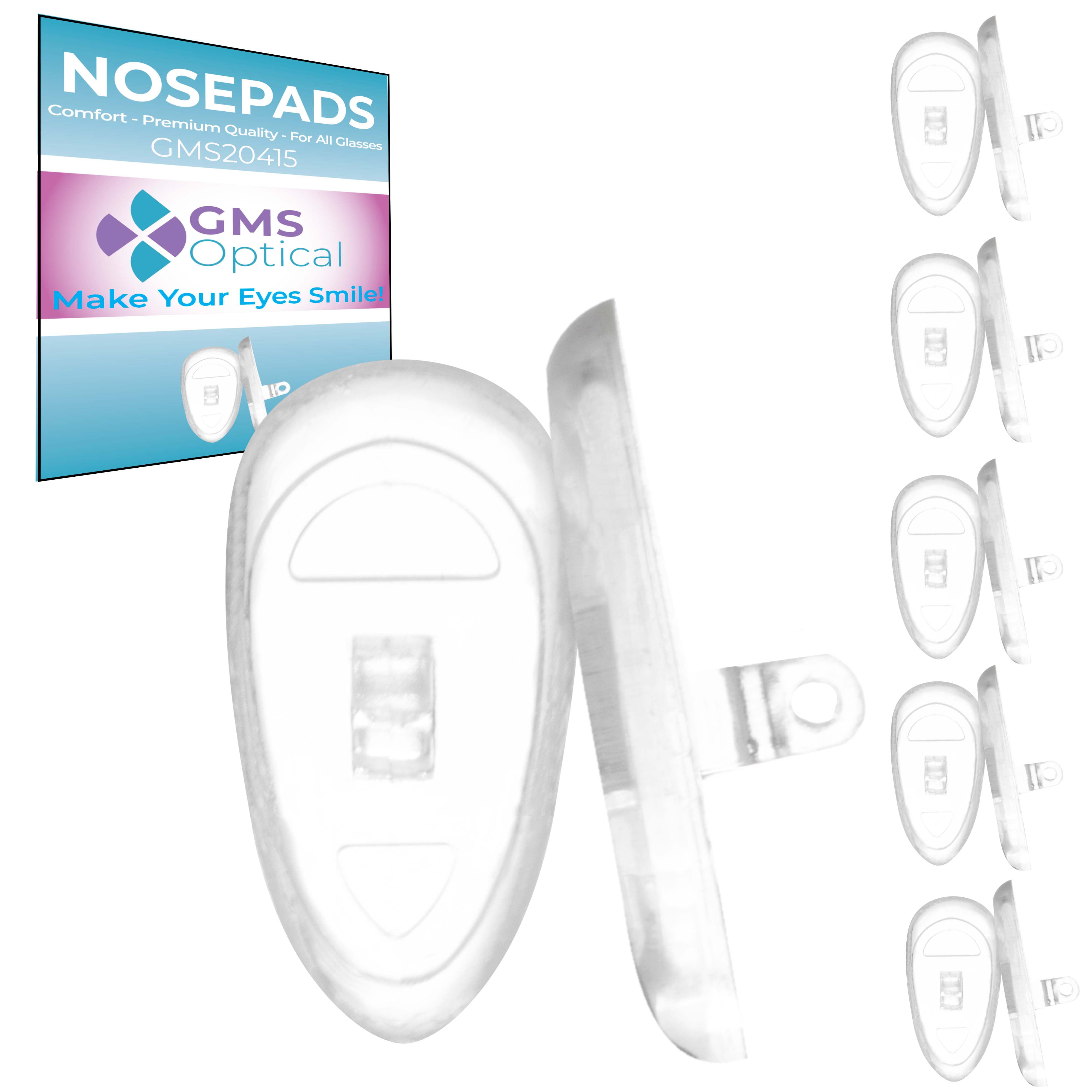 GMS Optical Bridge Strap Screw-In Silicone Nose Pads for Eyeglasses - Large  (28mm x 15mm, 5 Pairs) 