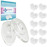 GMS Optical Tear Drop Push-In Silicone Nose Pads for Glasses – 15mm Medium Length, 6mm Width, for Eyeglass Repair (10 Pair, Clear)