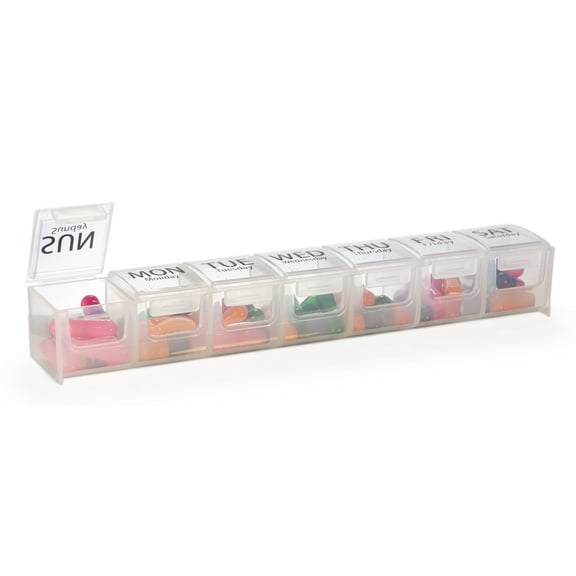 GMS Weekly Pill Case for Medication, Vitamins, Supplements, and Other Pills (Clear) (1)