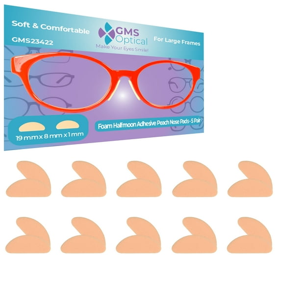 GMSO Ultra-Thin Adhesive Halfmoon Peach Felt Nose Pads 19mm x 8mm x 1mm (10 Pair)