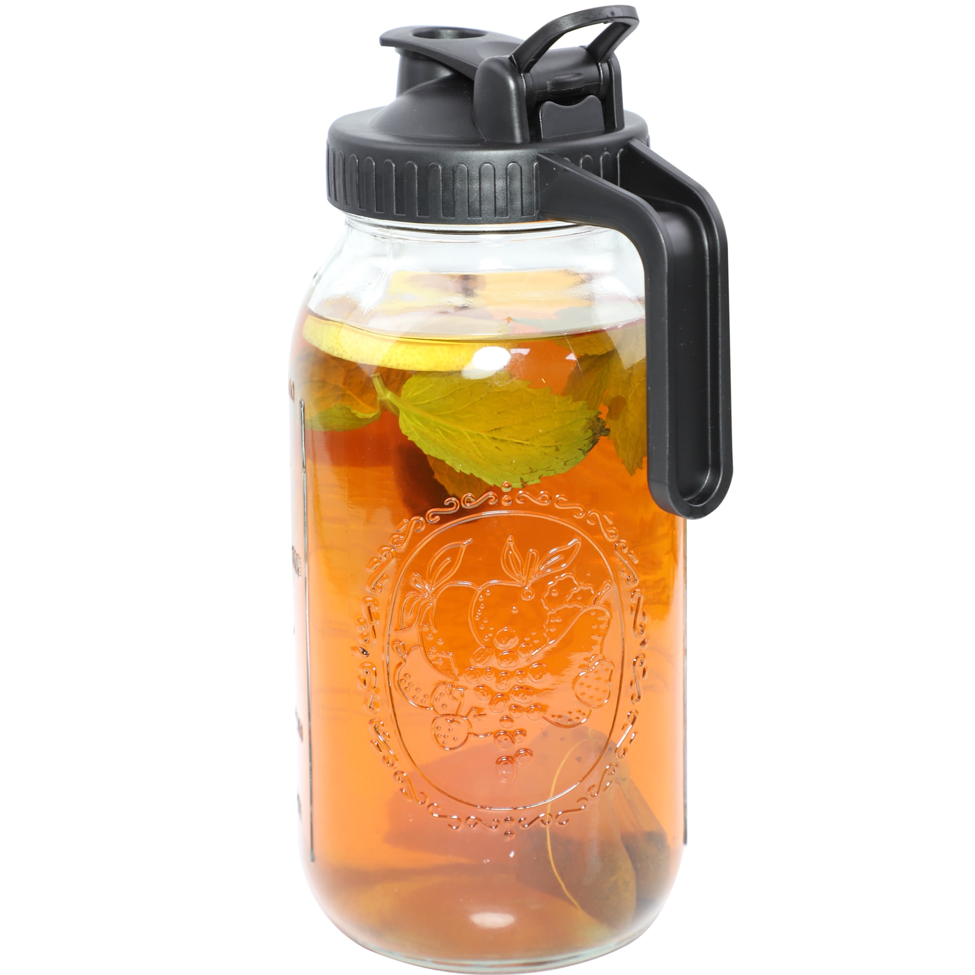 64 OZ Mason Jar Pitcher with Handle, Airtight Lids, Pour Spout