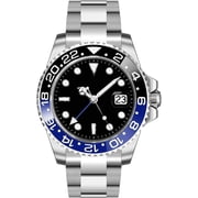 GMT Master Sapphire Glass Blue and Black Ceramic Bezel Men's Silver Automatic Watch