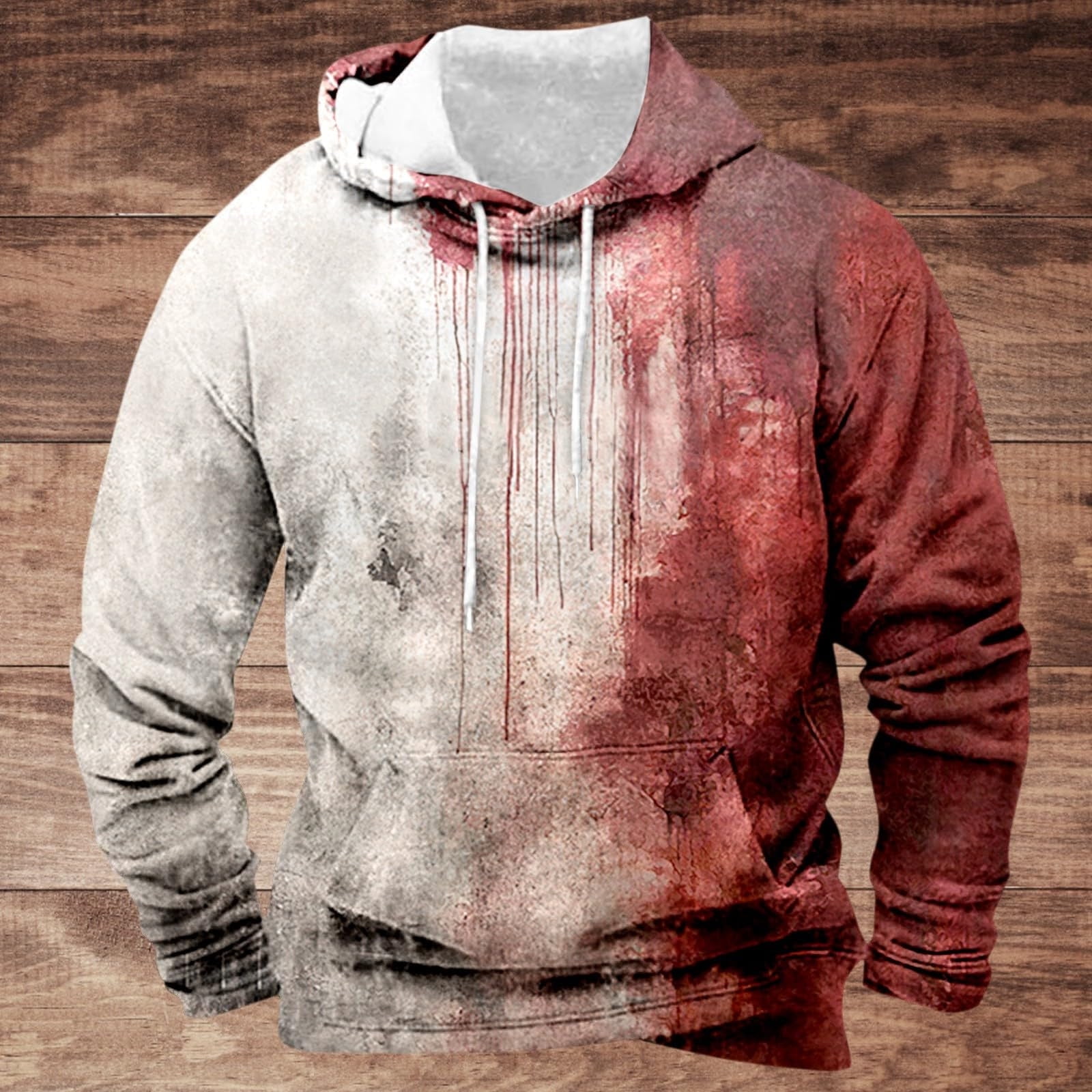 GMWM Men Hoodies with Blood Stained Print Sports Hoodies Big and Tall