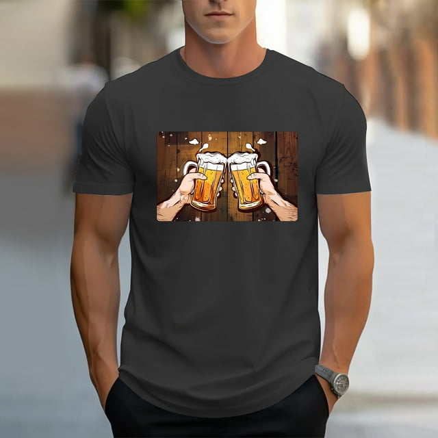 GMWM Men's Casual Short Sleeve Printed Crew Neck Tops Big and Tall