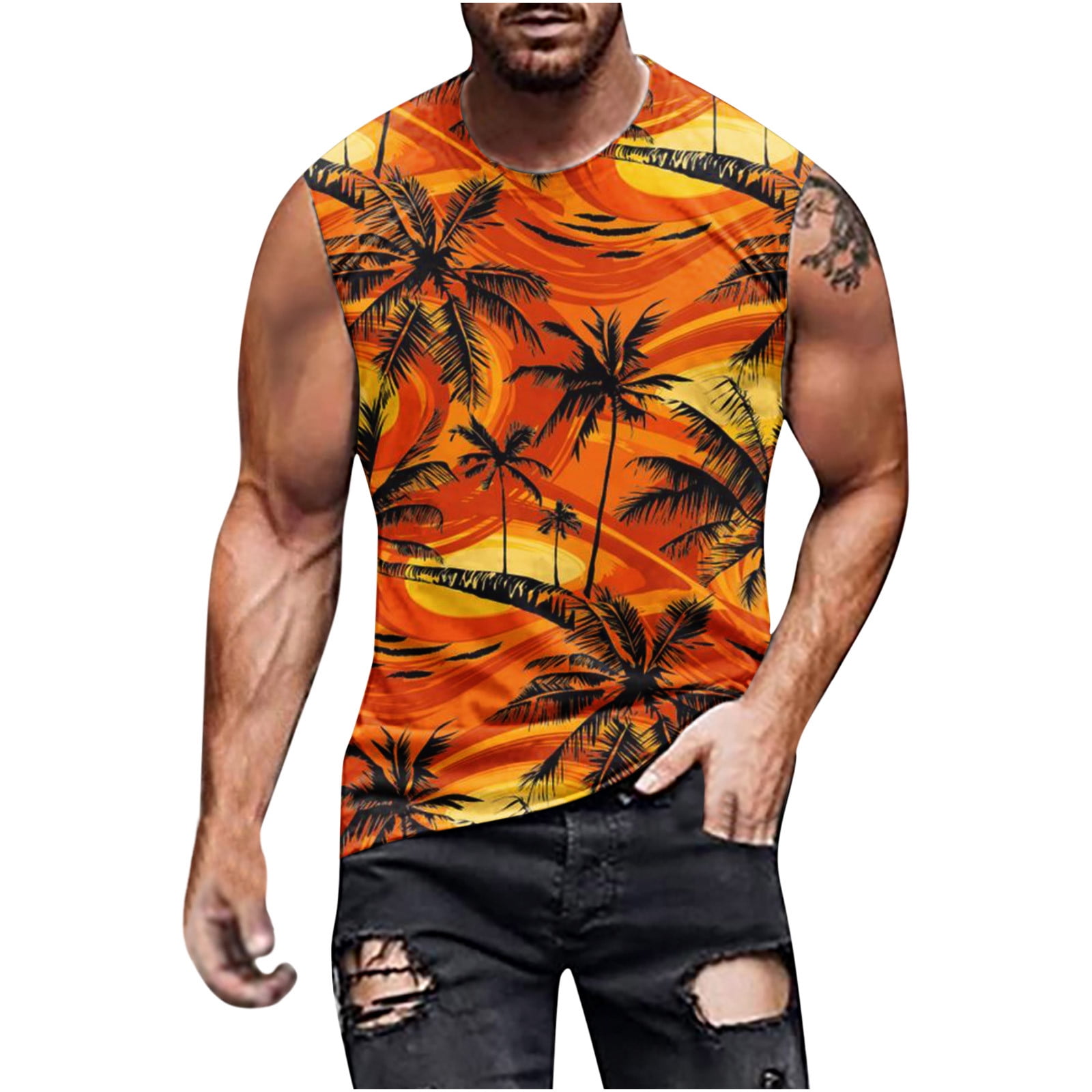 GMWM Men's Undershirts Classic Hawaiian Shirt Pullover Crew Neck