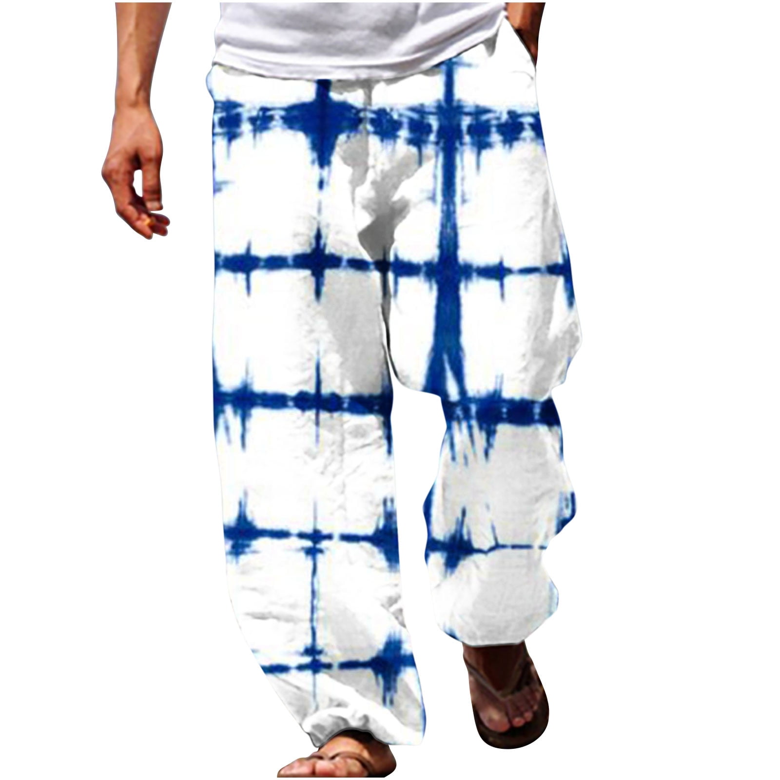 GMWM Mens Lightweight Pants Summer Slacks Fashio 3D Printing Elastic