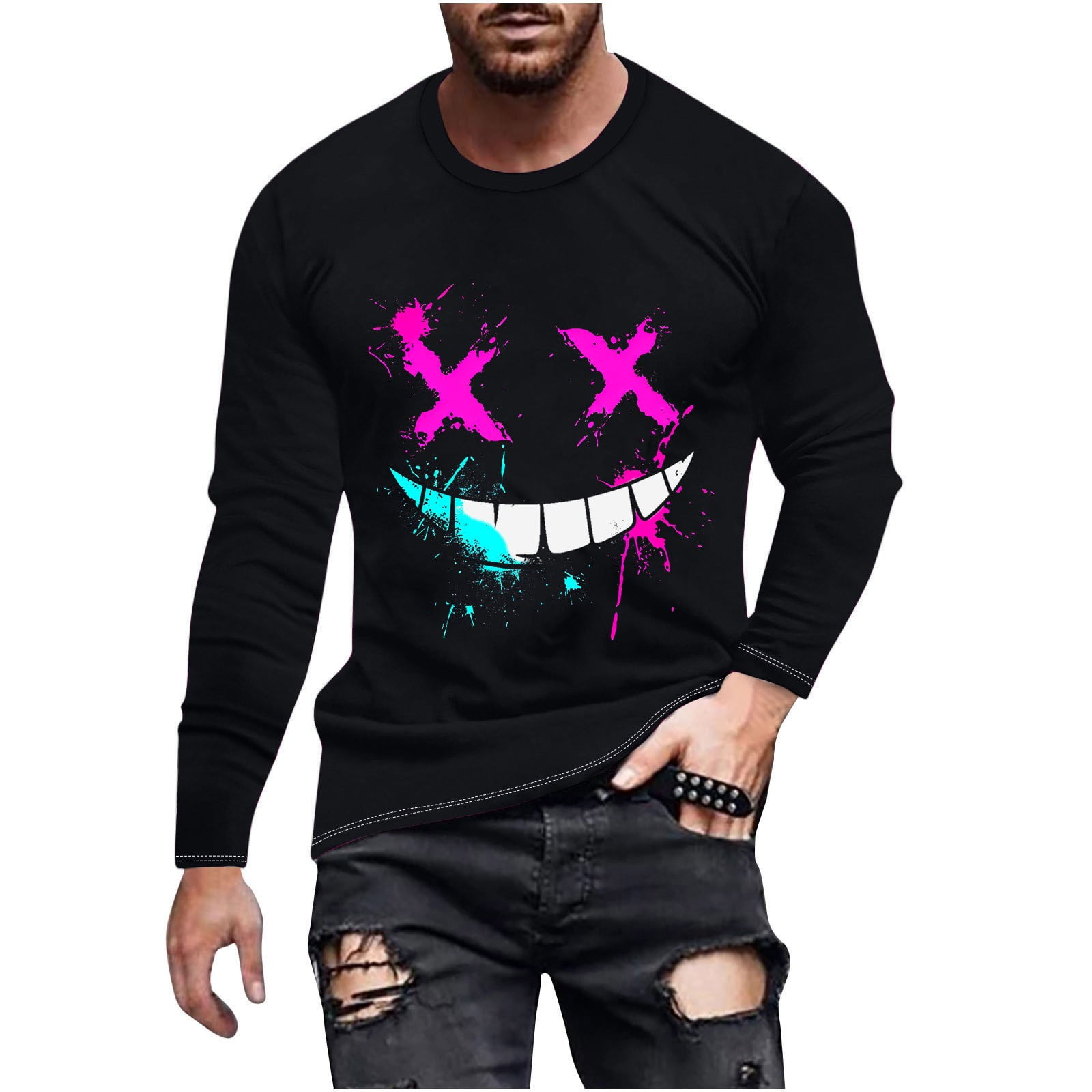 GMWM Shirts for Men Cyber and Monday Deals Mens Printed Long Sleeve Top