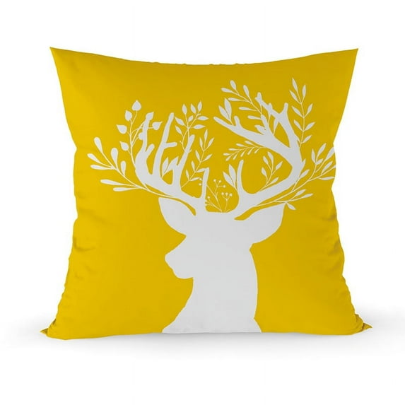 GMYLE Printed Cotton/Linen Modern Square Throw Pillow, 24" x 24", Yellow