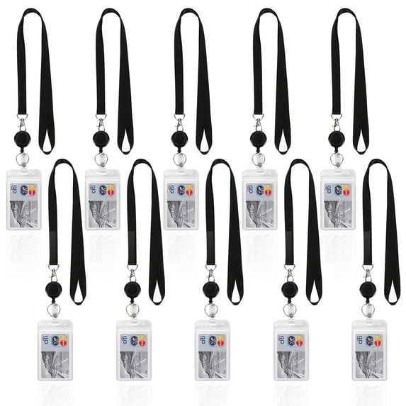 GMZW 10 Pack Black Lanyards, with Vertical ID Badges Holder and ...