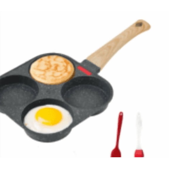 GMZW 4-Cup Nonstick Egg Frying Pan with Cooking Spatula, Granite Coated Breakfast Skillet for Eggs, Pancakes & Burgers, Compatible with Gas Stove and Induction Cooktop