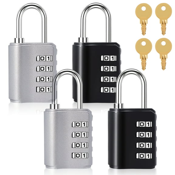 GMZW 4 Pack Combination Locks - 4 Digit Zinc Alloy Locks for School Gym Locker, Sports Locker, Fence, Gate, Toolbox, Case, Hasp Storage