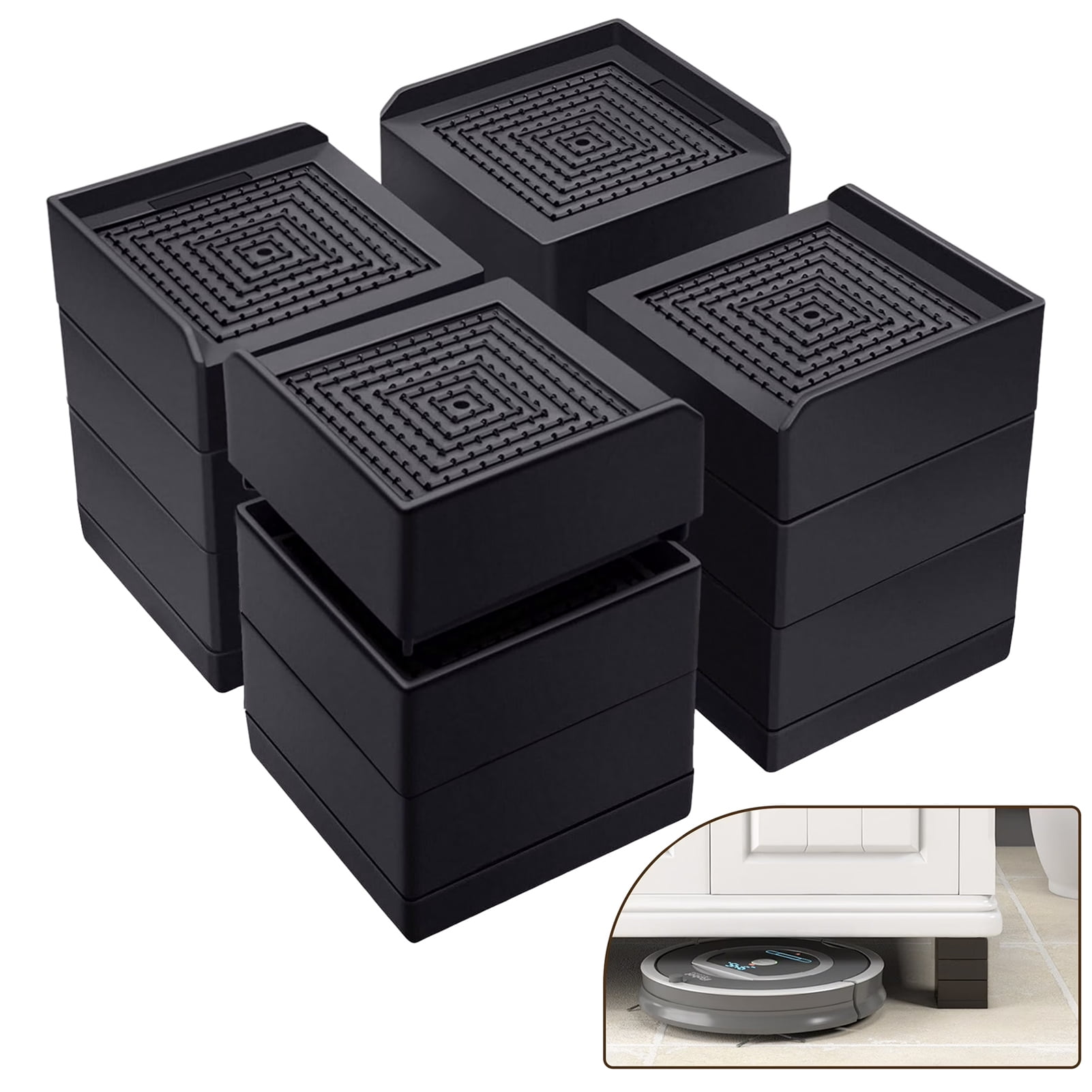 3 Inch Table Risers GMZW 4 Pack Heavy Duty Adjustable Furniture Risers 3 and 4.3 in ...