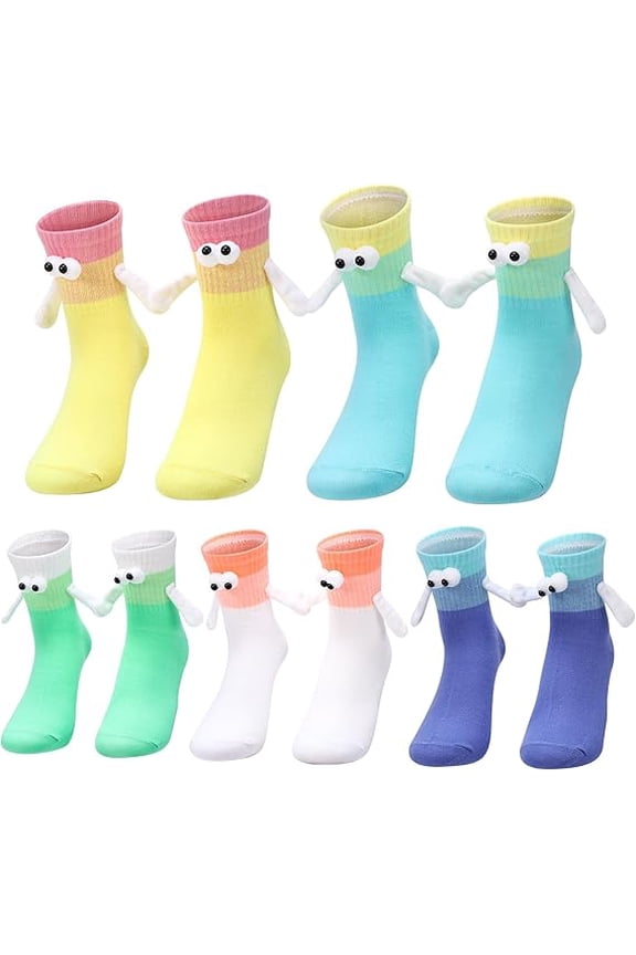 5 Pairs Magnetic Holding Hands Socks, Colorful Funny Couple Matching Socks for Friends Anniversary Gifts