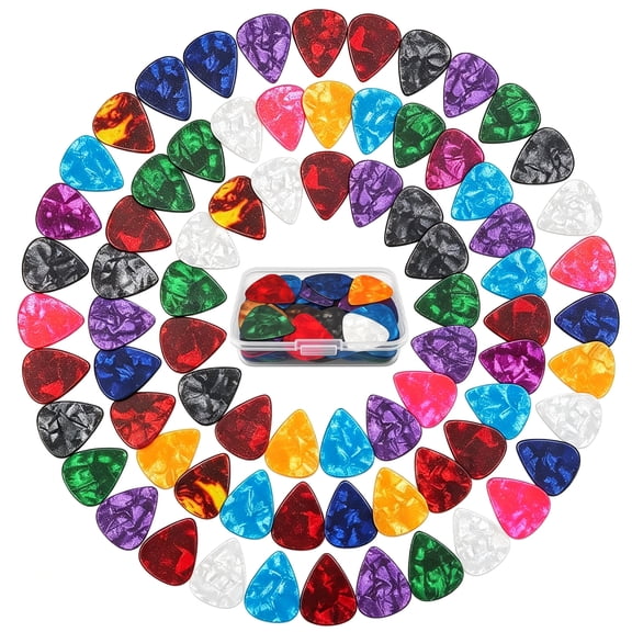 GMZW 90Pack Guitar Picks With Organizer Box - Including 30 pieces each of 0.46mm, 0.71mm, and 0.96mm for Acoustic Guitar, Metallica Guitar, Electric Guitar, Ukulele Bass (Color Random)