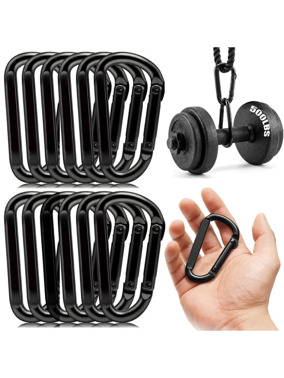 Heavy Duty Carabiner Clip Hooks, 12 Pack, 500 Lbs Per Piece Load Capacity Keychain Clips for Camping, Hiking ,Backpacking and Outdoor Activities