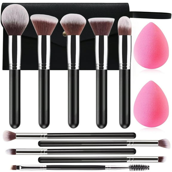 GMZW Makeup set, a set of 12, including 10 professional makeup brushes and 2 softness beauty eggs