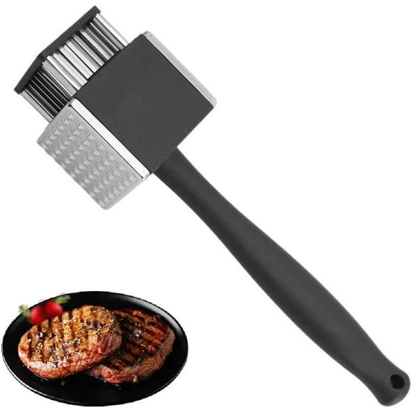 GMZW Meat Hammer with brush, 3 in 1 Meat Tenderizer Mallet and Needle Blade Tenderizer, Stainless Steel Meat Hammer with ABS Handle
