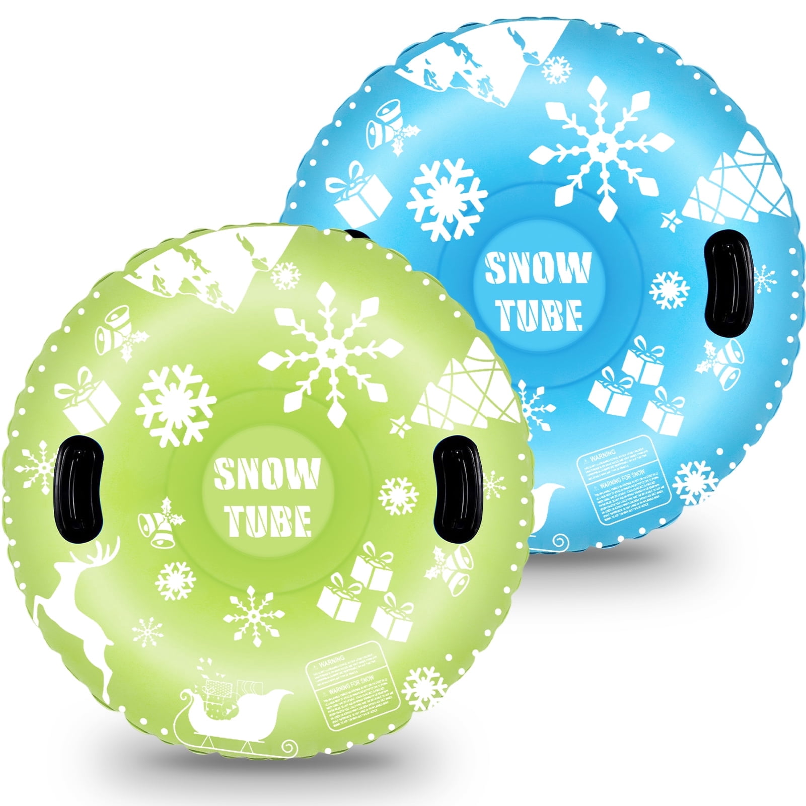 GMZW Snow Tube, 2 Packs for The Whole Family Inflatable Snow Sled for Kids and Adult, Thickened Heavy Duty Hard Bottom Sleds for Snow with Handles, Winter Toys for Outdoor Sledding Snow Tube Sports