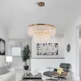 thumbnail image 1 of GMizon 24-inch modern luxury double-layer crystal chandelier, 3-tone light with LED bedroom chandelier, suitable for dining room and living room lighting fixtures (gold), 1 of 8