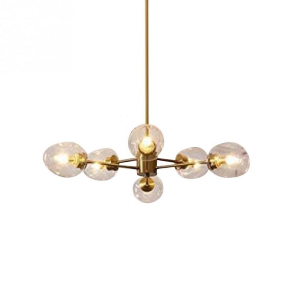 GMizon 35 inch glass lampshade chandelier, 6-head new molecular bedroom chandelier, study corridor lighting fixture