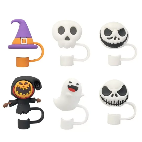 GMizon 6Pcs Halloween Straw Cover Cap for Stanley Cup 40oz/30oz Tumbler,10mm Reusable