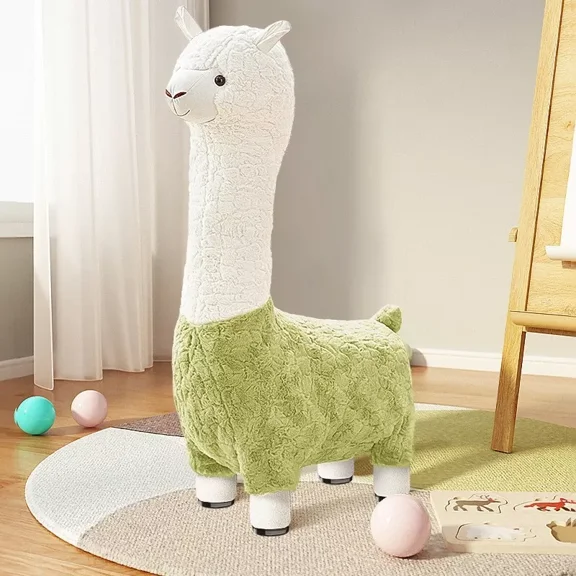 GMizon Modern Cartoon Alpaca Stool, Ottoman Wool Chair, Living Room Bedroom Decorative Stirrups (Green)