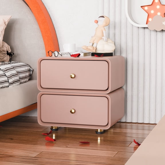 GMizon Modern high-grade double stacking rotatable bedside table, khaki bedroom solid wood home bedside table