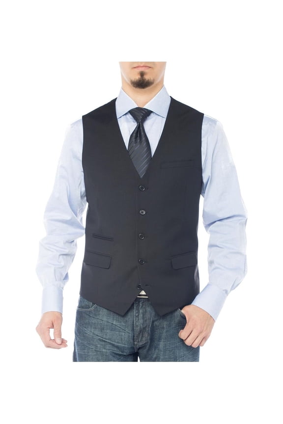 GN GIORGIO NAPOLI Men's Modern Fit Vest Dress Suits Waistcoat for Suit Tuxedo Black