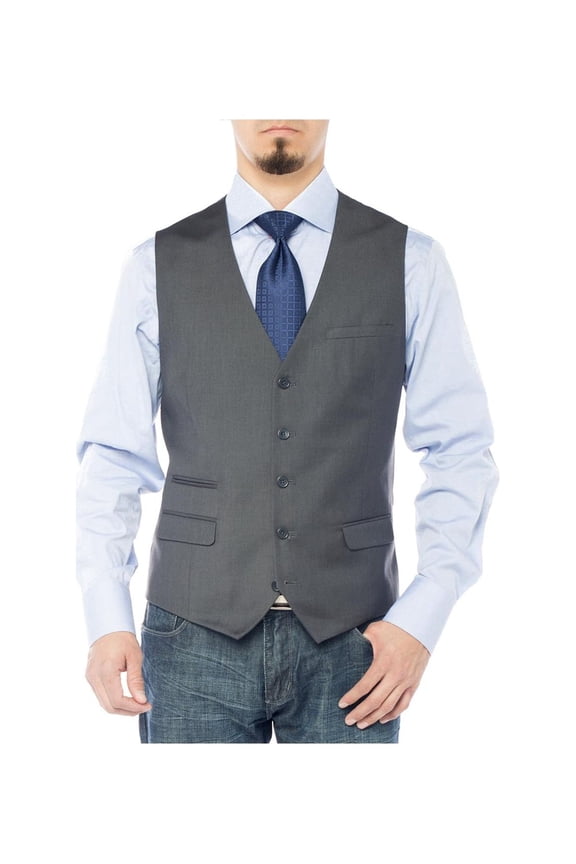 GN GIORGIO NAPOLI Men's Modern Fit Vest Dress Suits Waistcoat for Suit Tuxedo Charcoal