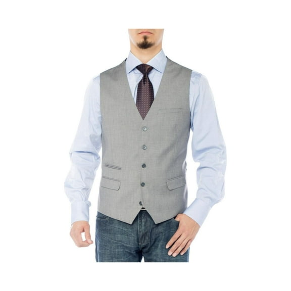 GN GIORGIO NAPOLI Men's Modern Fit Vest Dress Suits Waistcoat for Suit Tuxedo Gray