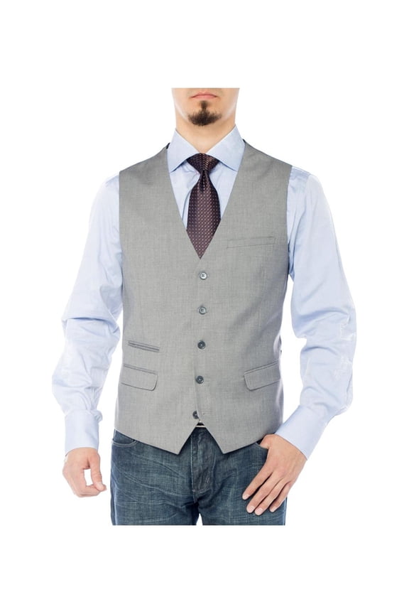 GN GIORGIO NAPOLI Men's Modern Fit Vest Dress Suits Waistcoat for Suit Tuxedo Gray