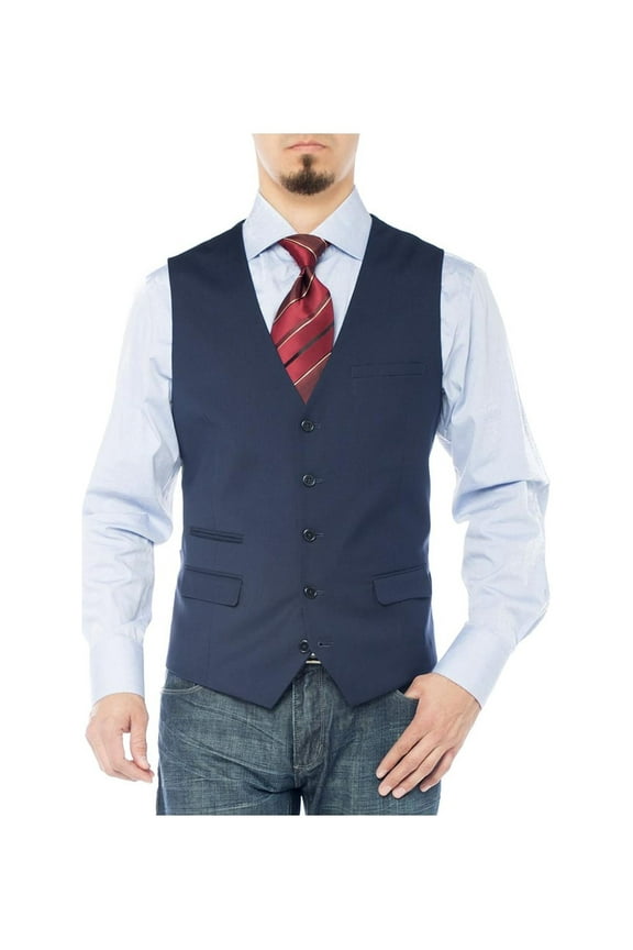 GN GIORGIO NAPOLI Men's Modern Fit Vest Dress Suits Waistcoat for Suit Tuxedo Navy Blue