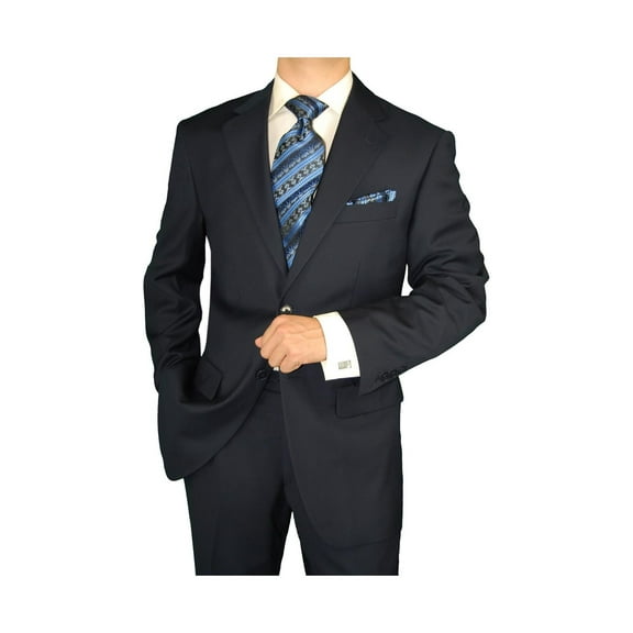 GN GIORGIO NAPOLI Men's Suit 2 Button Jacket Flat Front Pants 2 Piece Suit Set Navy